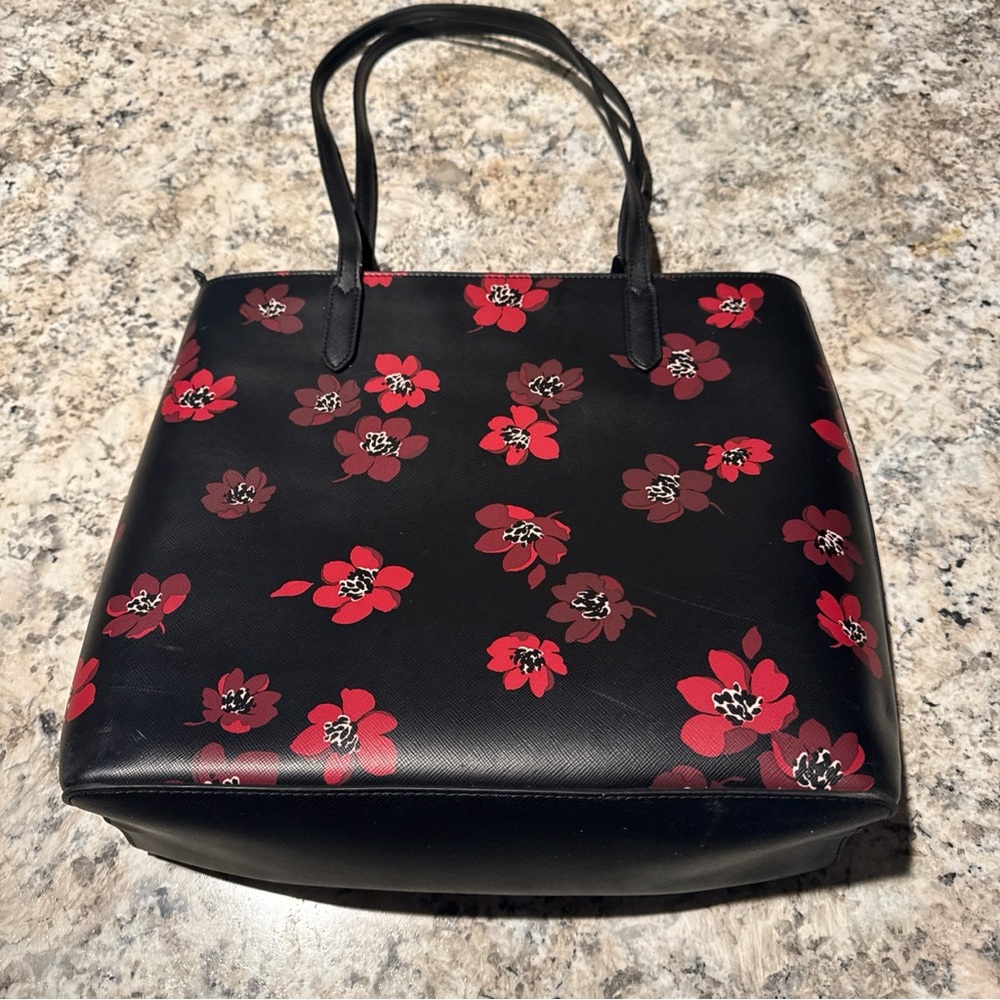 Kate Spade Black and Red Floral Tote